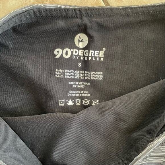 90 Degree Black Grey Mesh Cropped Legging Workout Yoga Pants Size Small - Picture 4 of 6